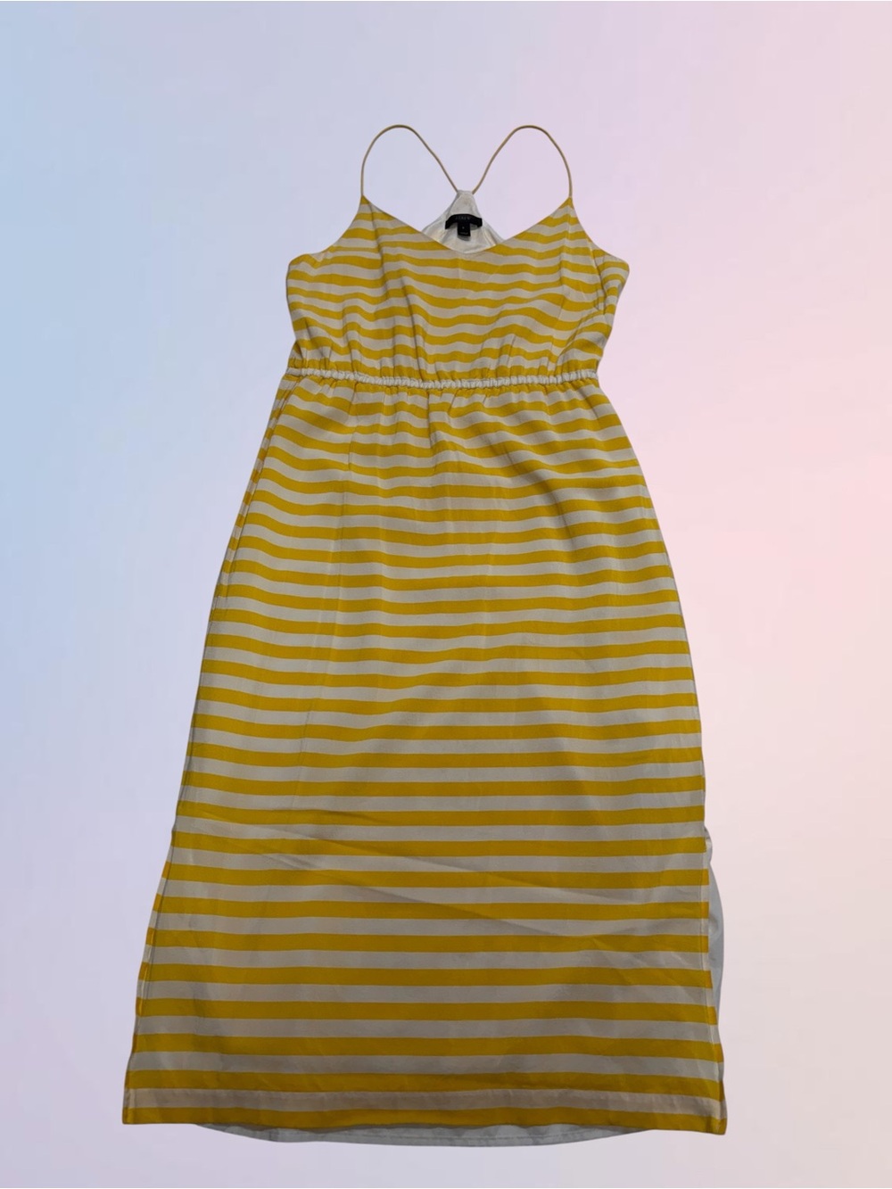 J. CREW Women’s 8 Yellow / White Striped Silk Sun Dress